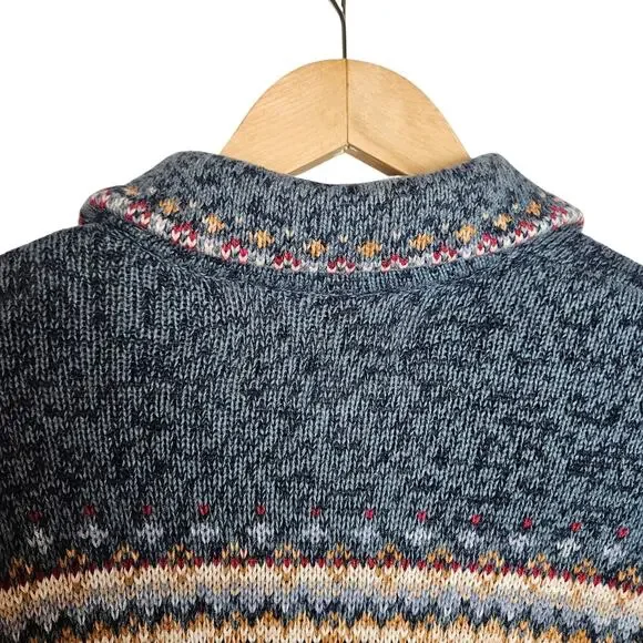 Tiara Navy Fair Isle Zip-Front Cardigan Sweater - Picture 10 of 11